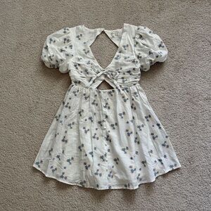 For Love & Lemons White Floral-Embroidered Dress